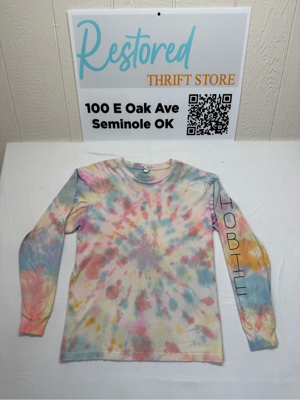 Hobie Pastel Tie-Dye Long Sleeve Size L Tee - Multicolor